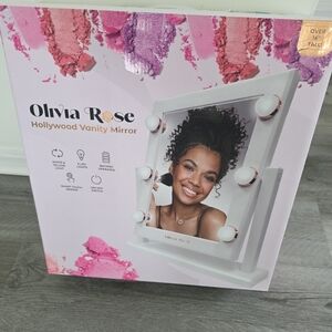 Olivia Rose Hollywood Vanity Mirror - White with Rose Gold Accents